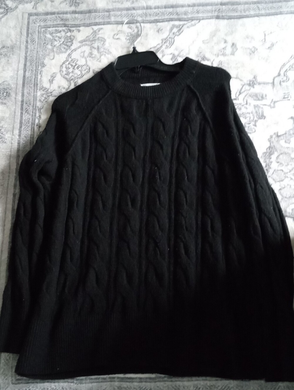 Classic Black Cable-Knit Crewneck Sweater